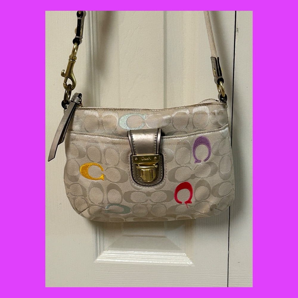 Coach Cream Shoulder Bag with Colorful Accents